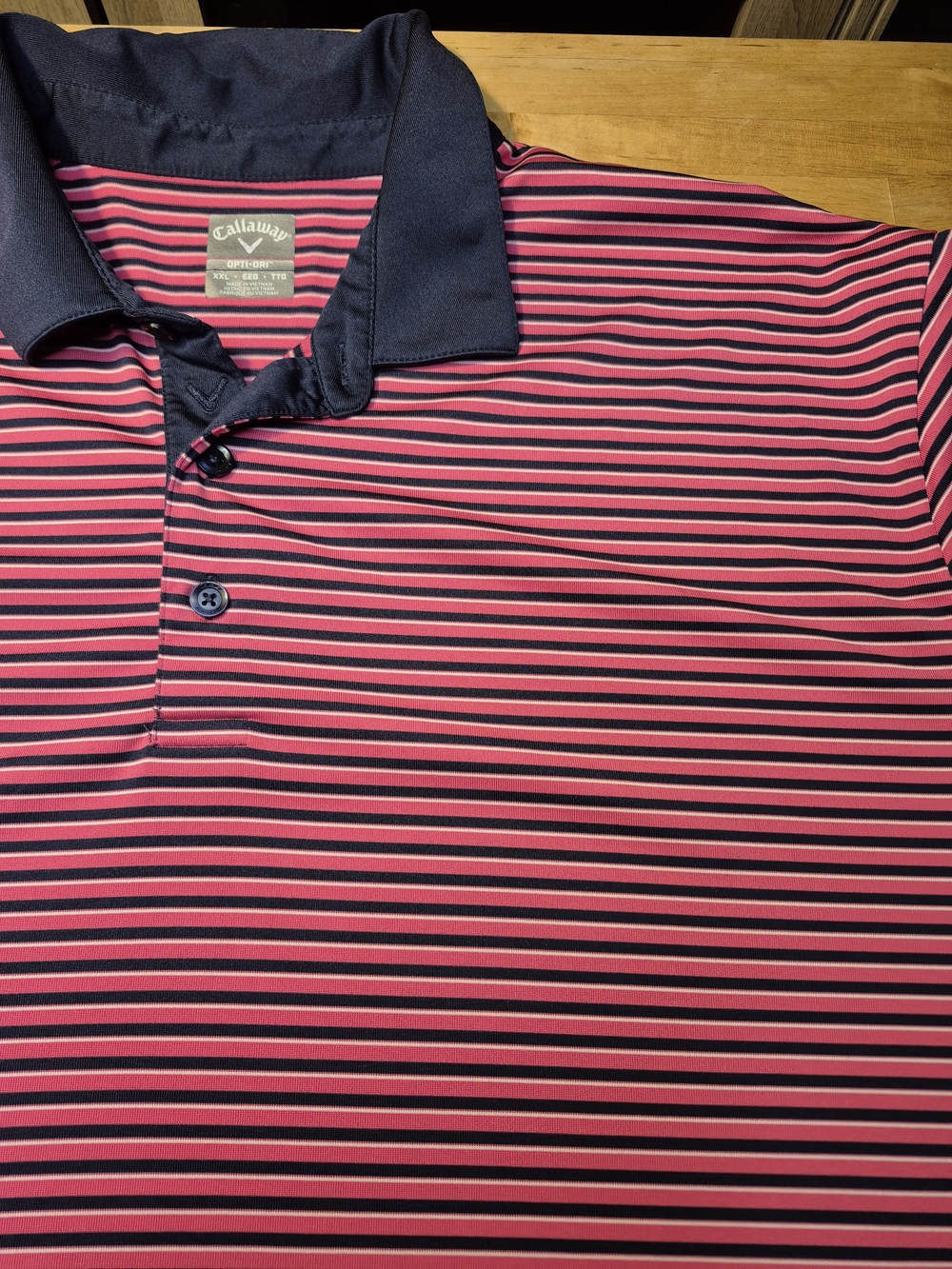 Callaway Men's Pink & Navy Striped Golf Polo 3954